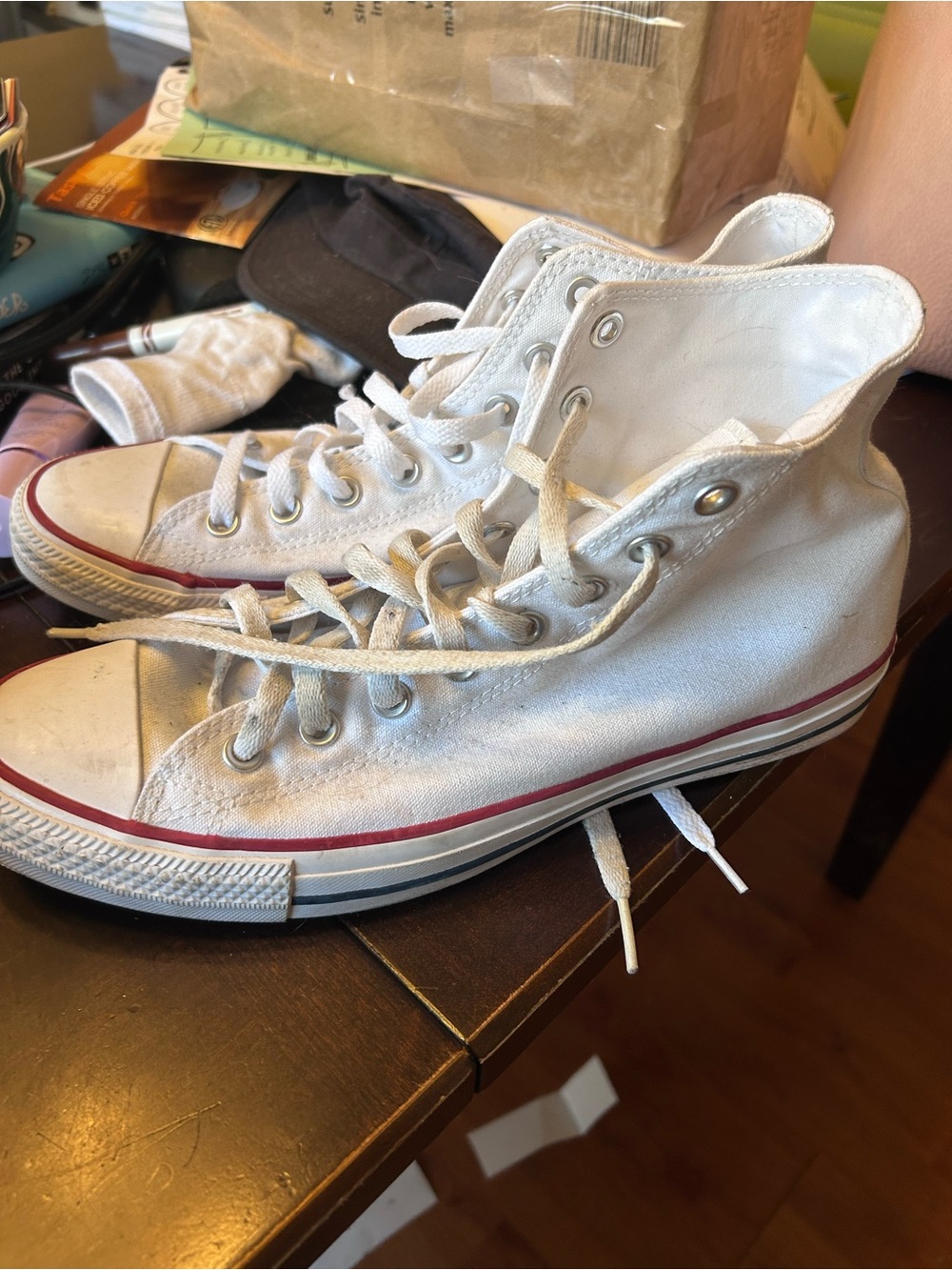 Converse White Canvas High-Top Sneakers- men’s size 9.5